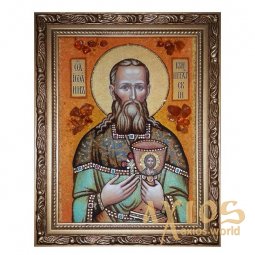 Янтарна ікона Святий праведний Іоанн Кронштадтський 30x40 см - фото