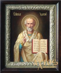 Писана Ікона Святий Миколай Чудотворець 31х25 см - фото