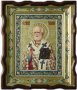 Писана Ікона Святий Миколай Чудотворець 31х24 см (вільха, різьблення, золото, живопис)