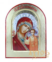 Ікона Пресвята Богородиця Казанська в позолоті Грецький стиль, арочна, 21x29 см, тільки в Axios - фото