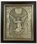 Ікона в металі Ангел Хранитель, сріблення, рамка з дерева, 11х14 см