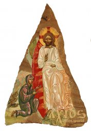 Писана ікона на камені Воскресіння Христове 51х22 см - фото