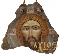 Ісус Христос, ікона писана на камені, яєчна темпера, 29х32 см - фото