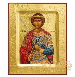 Святий Великомученик Георгій Побідоносець, золочення, різьблення, 23х18 см - фото