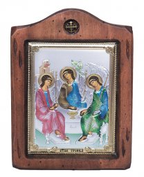 Ікона Свята Трійця, Італійський оклад №2, емалі, 13х17 см, дерево вільха - фото