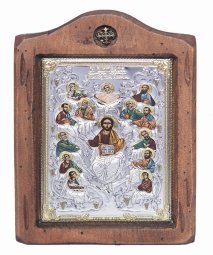 Ікона Спаситель і Апостоли, Італійський оклад №2, емалі, 13х17 см, дерево вільха - фото