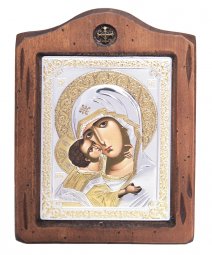 Ікона Божа Матір Володимирська, Італійський оклад №2, 13х17 см, дерево вільха - фото