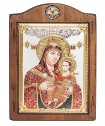 Ікона Божа Матір Віфлеємська, Італійський оклад №3, емалі, 17х21 см, дерево вільха, ПД010652 - фото