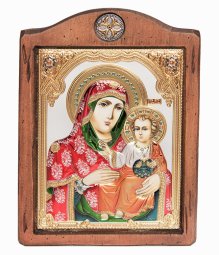 Ікона Божа Матір Єрусалимська, Італійський оклад №3, емалі, 17х21 см, дерево вільха, ПД010651 - фото