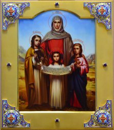Ексклюзивна ікона << Святі мучениці Віра, Надія, Любов і матір їх Софія >> - фото