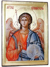 Ікона Святий Ангел Охоронець в позолоті Грецький стиль 17x23 см - фото