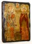 Ікона під старовину Священномученик Кипріан і Свята мучениця Іустина 7x9 см