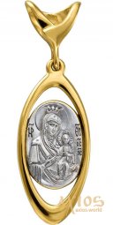 Образ Божої Матері «Іверська», срібло 925 ° з позолотою - фото