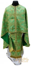 Облачення священицьке з якісної парчі зеленого кольору, грецький крій - фото