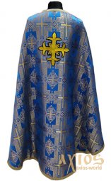 Облачення ієрейське, синя парча, покровський хрест, грецький крій - фото