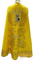Облачення ієрейське, жовтий габардин, вишита ікона, грецький крій - фото