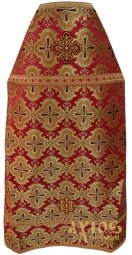 Священицьке вбрання, парча червоного кольору, тканина "Великодній хрест" - фото