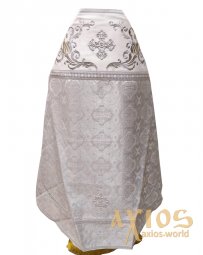 Облачення священицьке, комбіноване, плечі вишиті на білому оксамиті, основна тканина - біла парча - фото