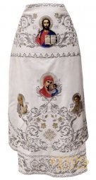 Облачення ієрейське, білий оксамит, вишита ікона Спасителя, ікони Святих - фото