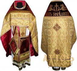 Облачення священицьке комбіноване з парчі, плечі вишиті на оксамиті 002М - фото