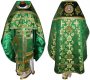 Облачення священицьке зеленого кольору комбіноване з парчі, плечі вишиті на оксамиті 002м