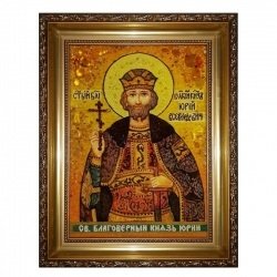Янтарна ікона Святий благовірний князь Юрій 80x120 см - фото
