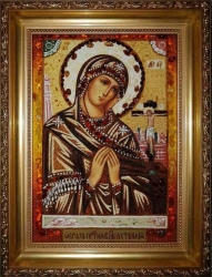 Янтарна ікона Пресвята Богородиця Охтирська 30x40 см - фото