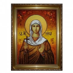 Янтарна ікона Свята мучениця Ніка 15x20 см Янтарна ікона Свята мучениця Ніка 15x20 см - фото