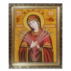 Янтарна ікона Божа Матір Семистрільна 60x80 см - фото