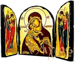 Ікона під старовину Пресвята Богородиця Володимирська Складення потрійний 14x10 см - фото