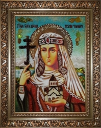 Янтарна ікона Свята благовірна Тамара Цариця Грузинська 40x60 см Янтарна ікона Свята благовірна Тамара Цариця Грузинська 40x60 см - фото