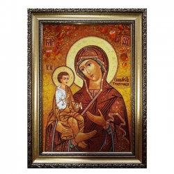 Янтарна ікона Пресвята Богородиця Троєручиця 40x60 см Янтарна ікона Пресвята Богородиця Троєручиця 40x60 см - фото
