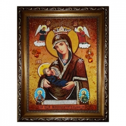 Янтарна ікона Божа Матір Годувальниця 80x120 см - фото
