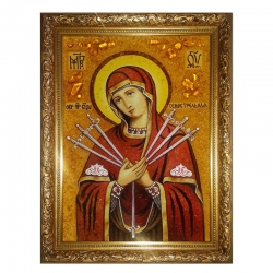 Янтарна ікона Пресвята Богородиця Семистрільна 40x60 см Янтарна ікона Пресвята Богородиця Семистрільна 40x60 см - фото