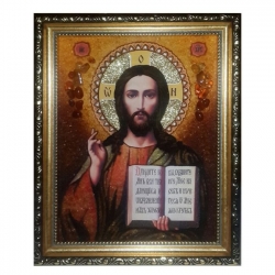 Янтарна ікона Господь Вседержитель 40x60 см - фото