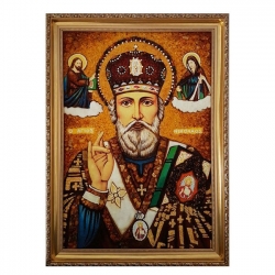 Янтарна ікона Святитель Миколай Чудотворець 80x120 см Янтарна ікона Святитель Миколай Чудотворець 80x120 см - фото