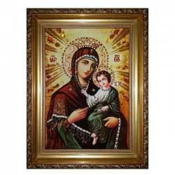 Янтарна ікона Пресвята Богородиця Смоленська 40x60 см Янтарна ікона Пресвята Богородиця Смоленська 40x60 см - фото