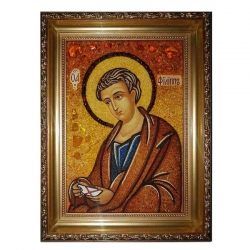 Янтарна ікона Святий Апостол Філіп 15x20 см - фото