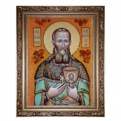 Янтарная икона Святой праведный Иоанн Кронштадтский 80x120 см - фото