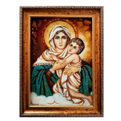 Янтарна ікона Пресвята Богородиця з Немовлям Христом 80x120 см - фото