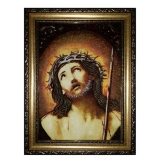 Янтарна ікона Господь в терновому вінці 40x60 см