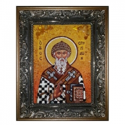 Янтарна ікона Святої Святий Спиридон 60x80 см - фото
