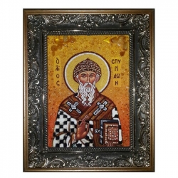 Янтарна ікона Святий Спиридон 40x60 см Янтарна ікона Святий Спиридон 40x60 см - фото