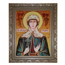 Янтарна ікона Свята мучениця Лідія 15x20 см Янтарна ікона Свята мучениця Лідія 15x20 см - фото