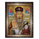 Янтарна ікона Святитель Миколай Чудотворець 30x40 см