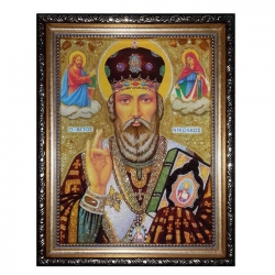 Янтарна ікона Святитель Миколай Чудотворець 30x40 см - фото