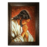 Янтарна ікона Господь в молитві 15x20 см