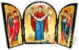 Ікона під старовину Покров Пресвятої Богородиці Складення потрійний 14x10 см