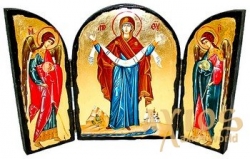 Ікона під старовину Покров Пресвятої Богородиці Складення потрійний 14x10 см - фото
