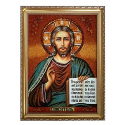 Янтарна ікона Господь Ісус Вседержитель 40x60 см - фото